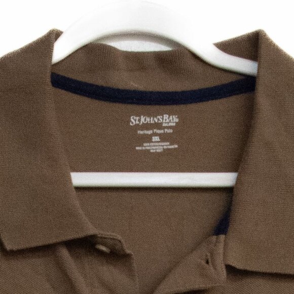 St. Johns Bay Mens Heritage Pique Polo Shirt 3XL Brown - Picture 2 of 8